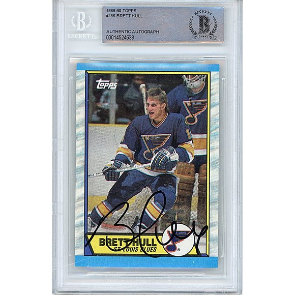 Brett Hull Signed St Louis Blues 1989-90 Topps Hockey Card Beckett BAS Autograph - Picture 1 of 4